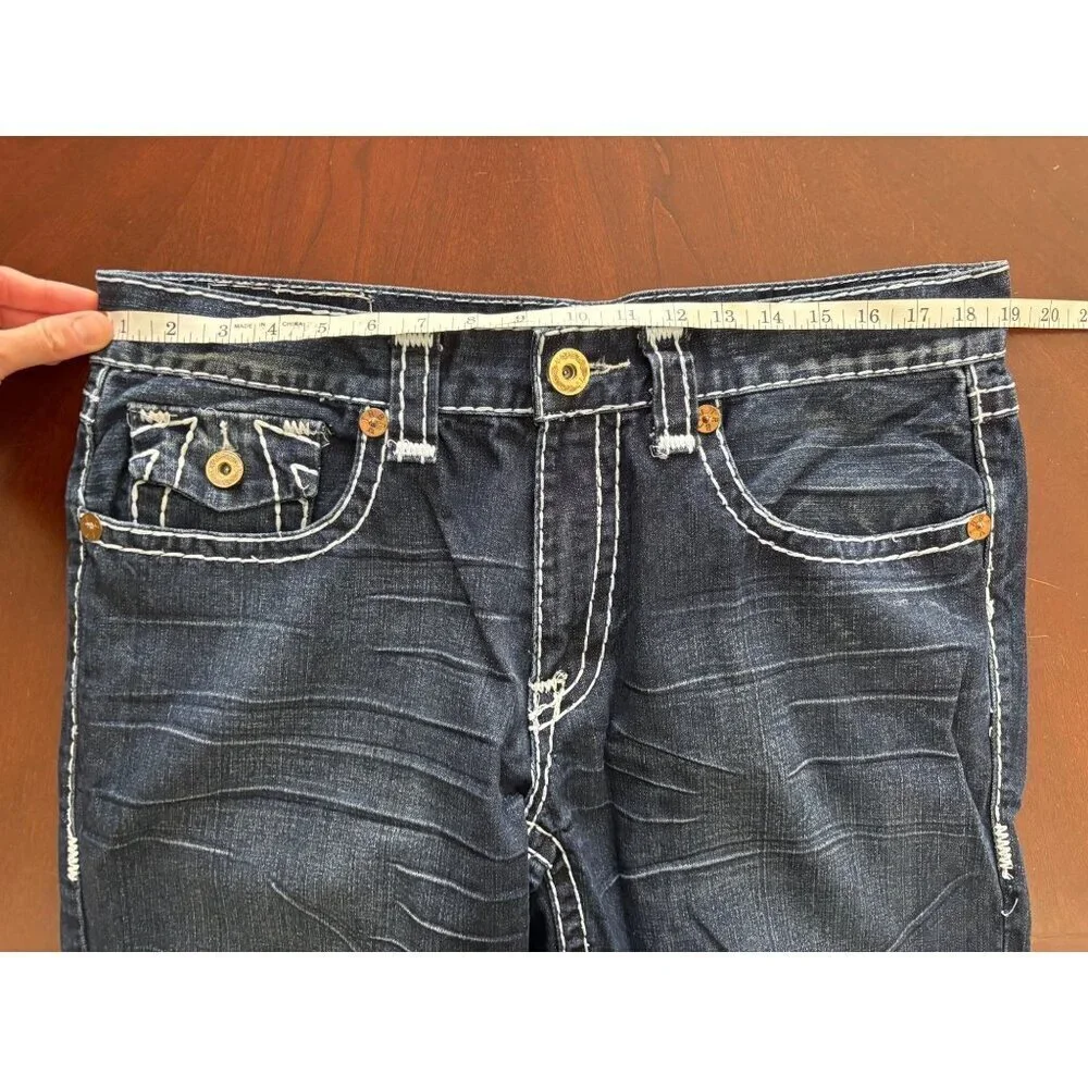 True Religion Y2K Super T World Tour Big Horseshoe Flap Jeans Dark Wash 36 x 33